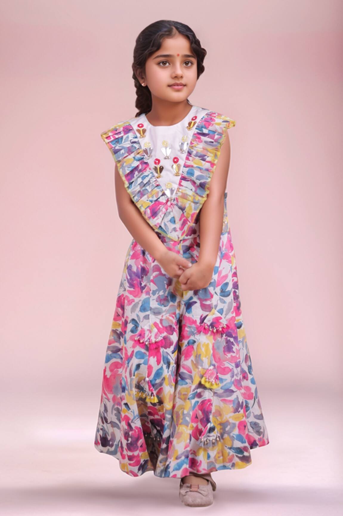 Turqidz By Shweta Aggarwal Multi Color Hand Embroidered Sharara Set 