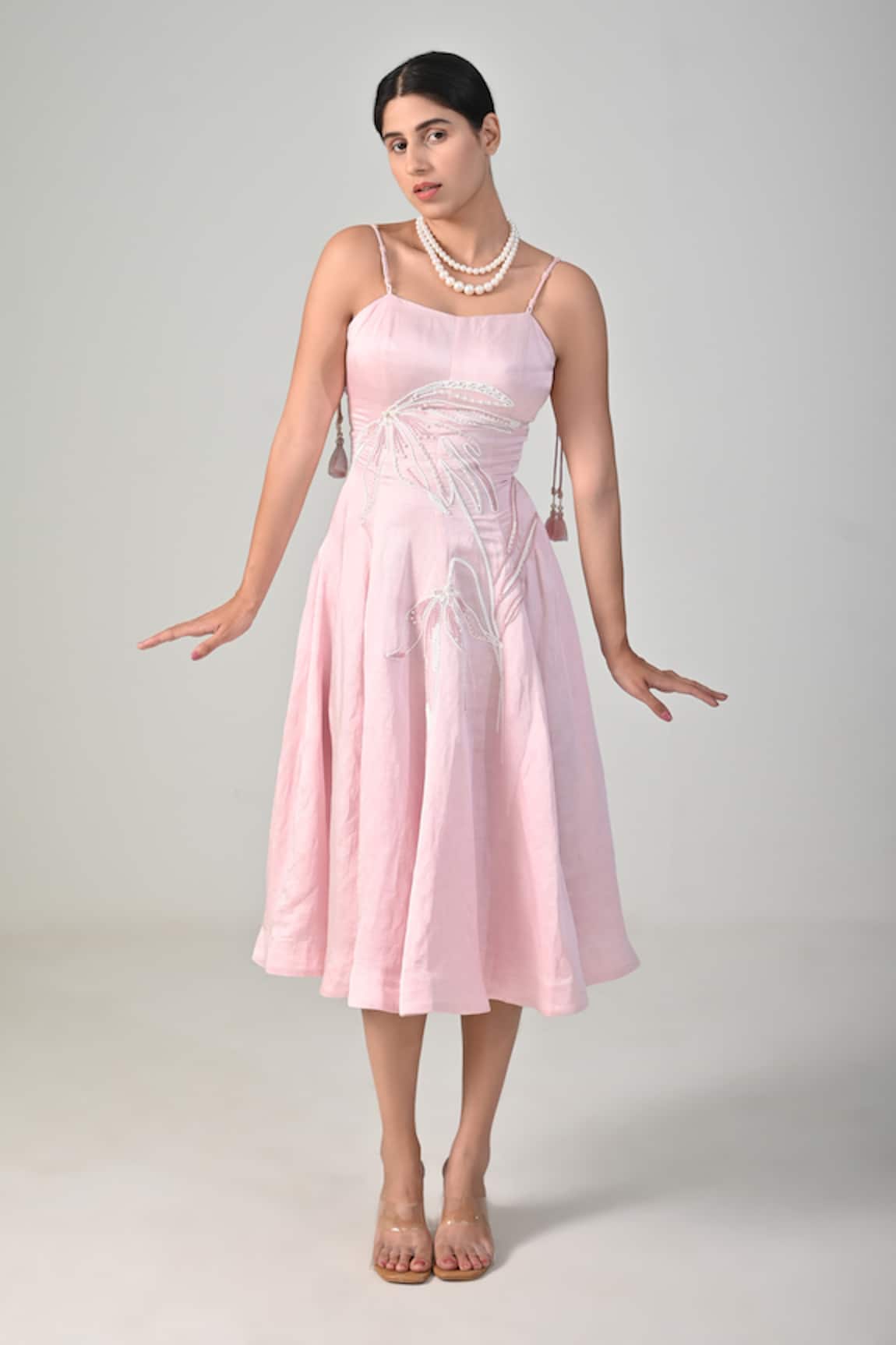 Baani Khurana Embroidered Satin Linen Dress 