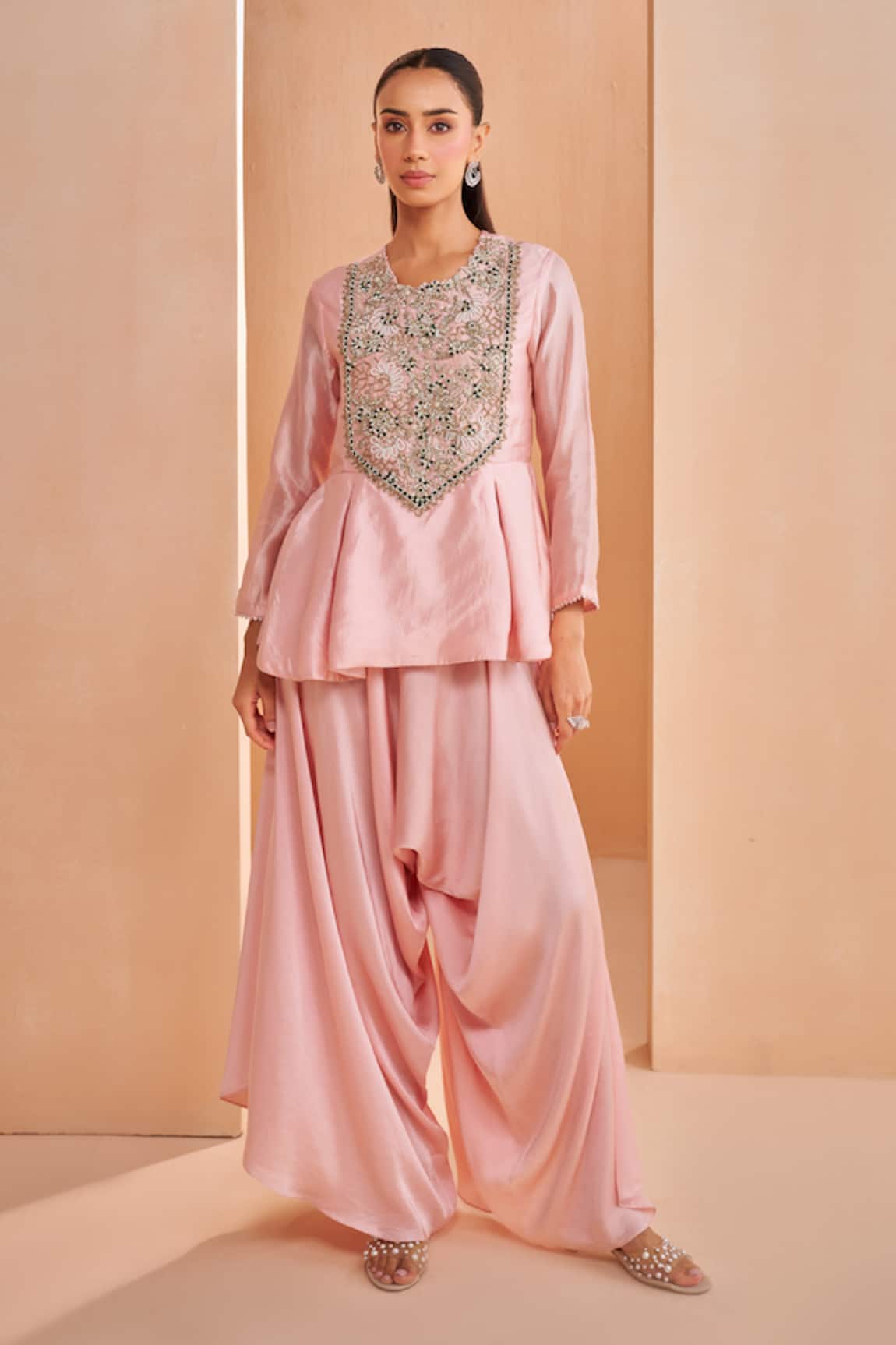 Aakansha Gupta Saena Pink Dhoti Set 