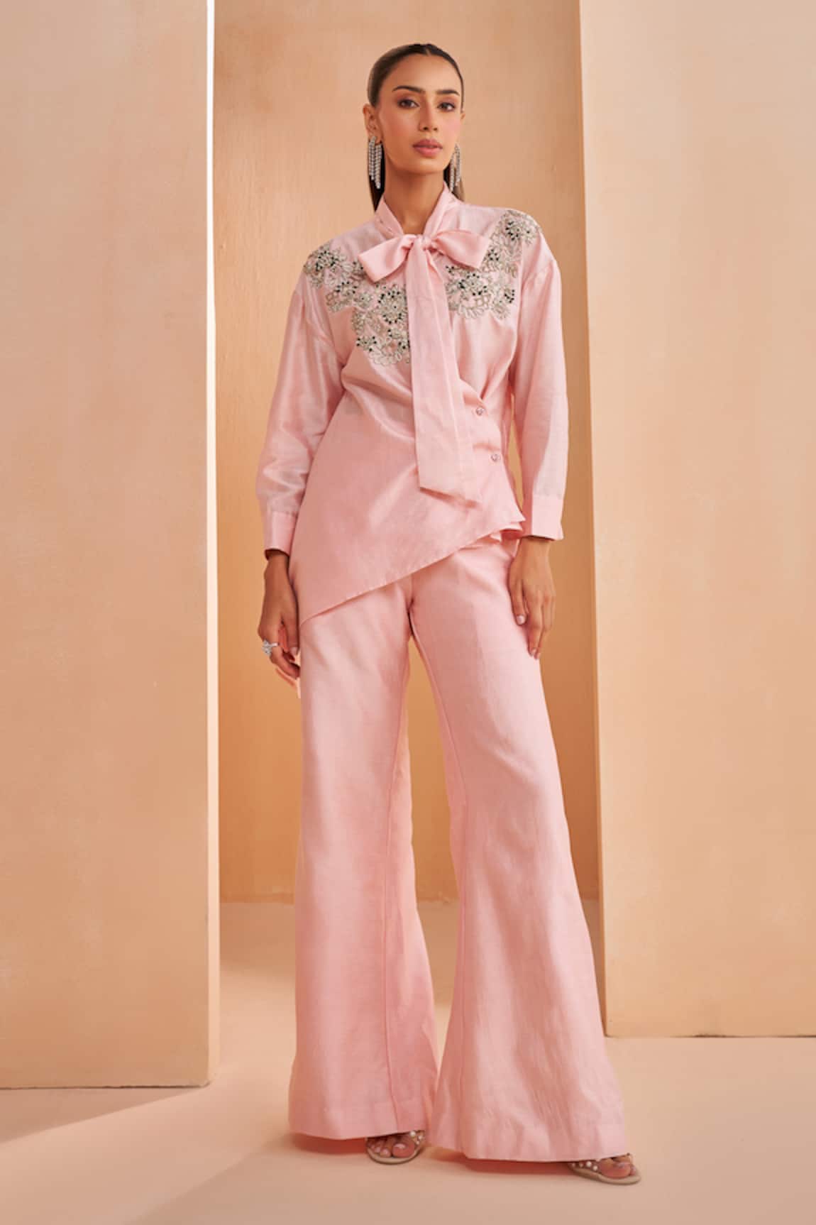 Aakansha Gupta Pink Chanderi Designer Co-ord Set 