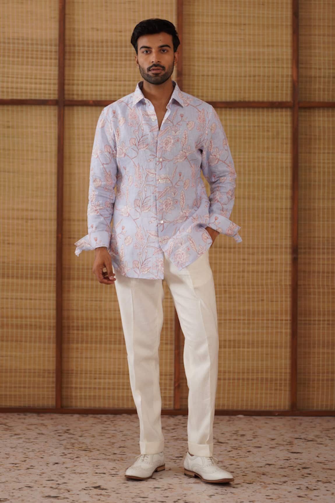 Arjan Dugal Floral Printed Linen Shirt Pant Set 