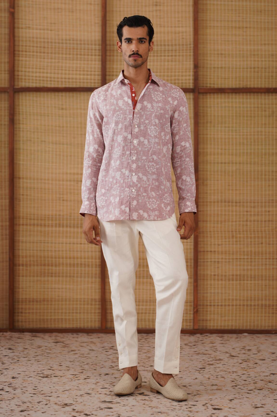Arjan Dugal Bouquet Print Linen Shirt Pant Set 