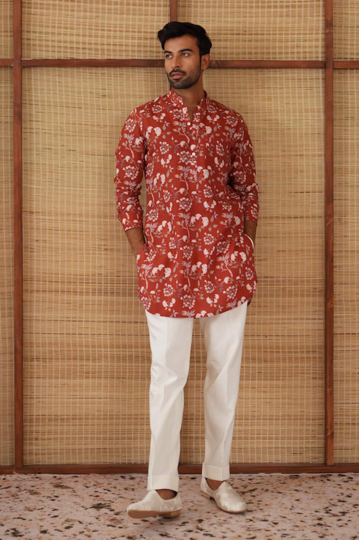 Arjan Dugal Bouquet Print Short Kurta Set 