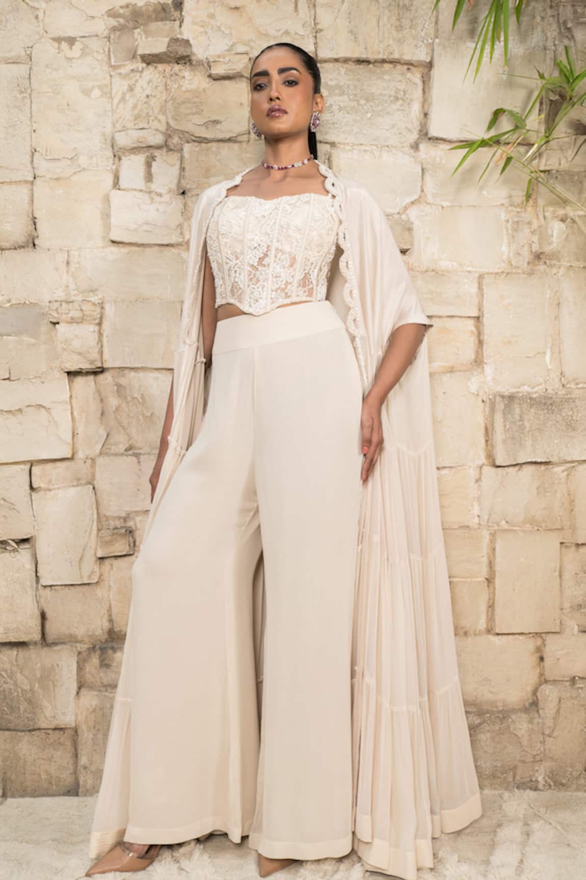 J By Jannat Ivory Cape Set 