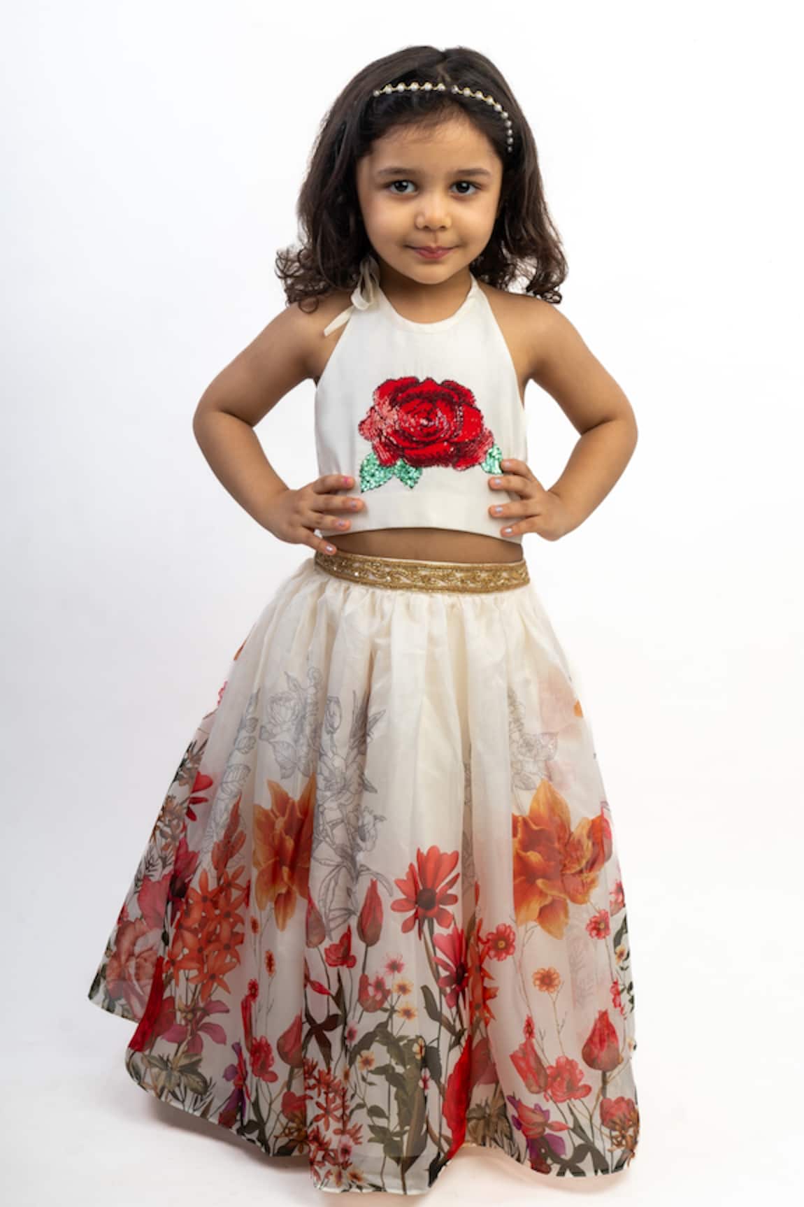 Lil Angels Floral Print Lehenga Set 