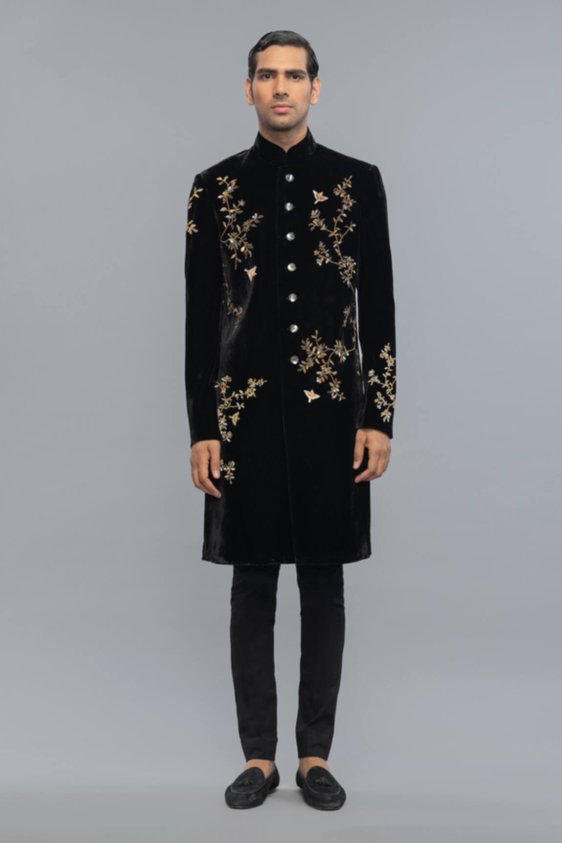 Rohit Bal Black Matka Silk Designer Sherwani 