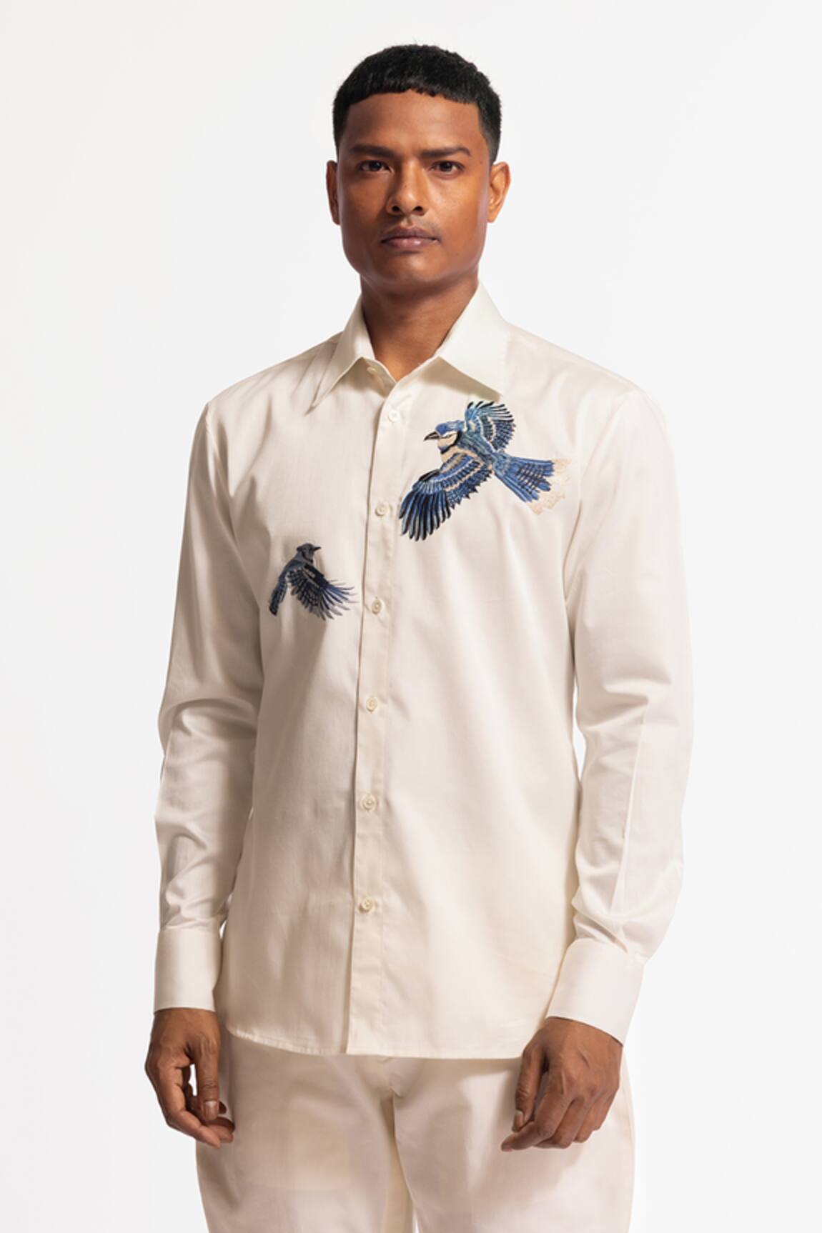 Rohit Bal Ivory Designer Embroidered Shirt 