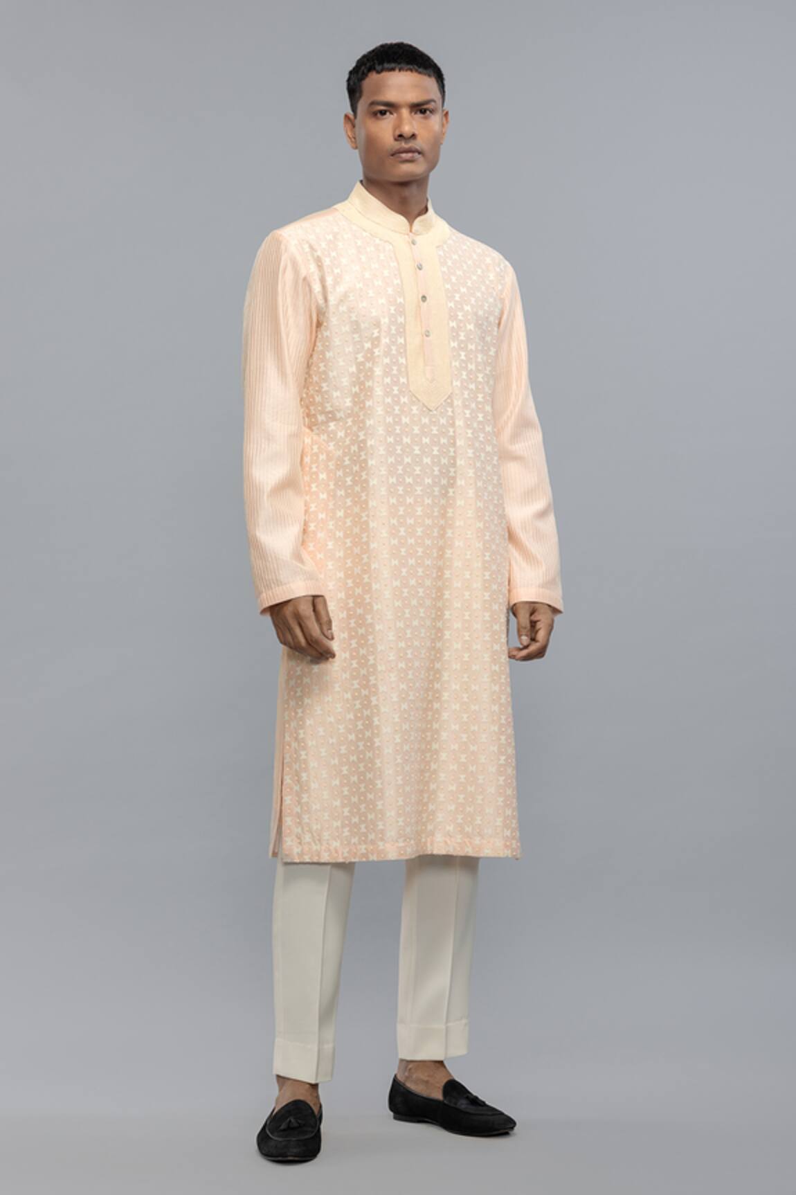 Rohit Bal Powder Pink Chanderi Kurta & Pant Set 