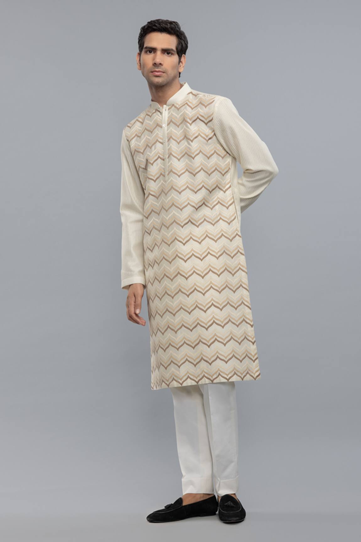 Rohit Bal Ivory Chanderi Designer Kurta Set 