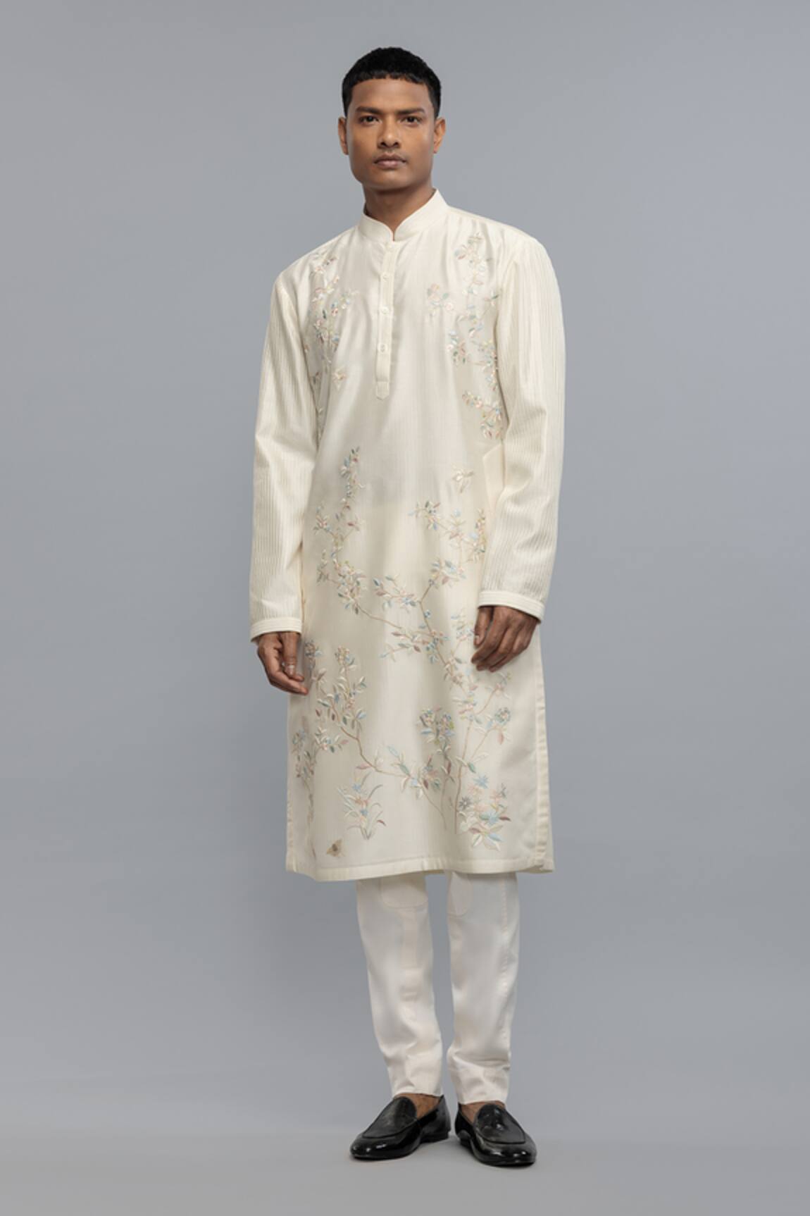 Rohit Bal Ivory Chanderi Embroidered Kurta Pant Set 