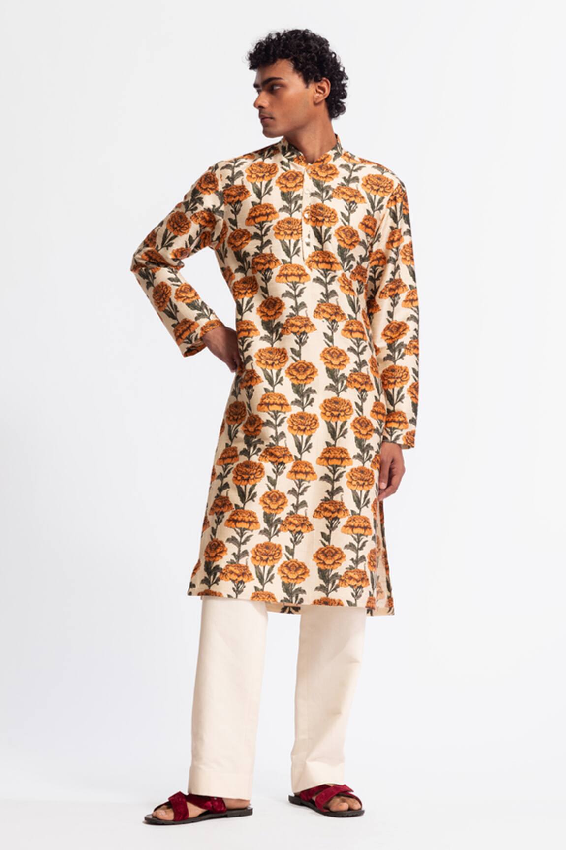 Rohit Bal Printed Dupion Silk Kurta & Pant Set 