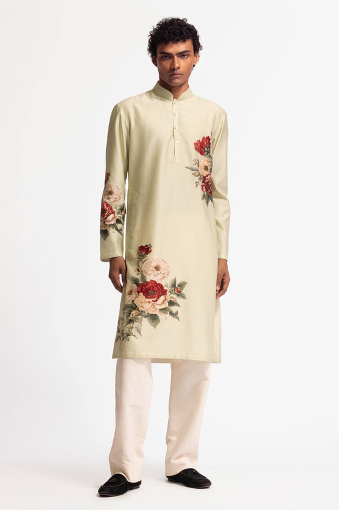Rohit Bal Sage Green Embroidered Kurta Set 
