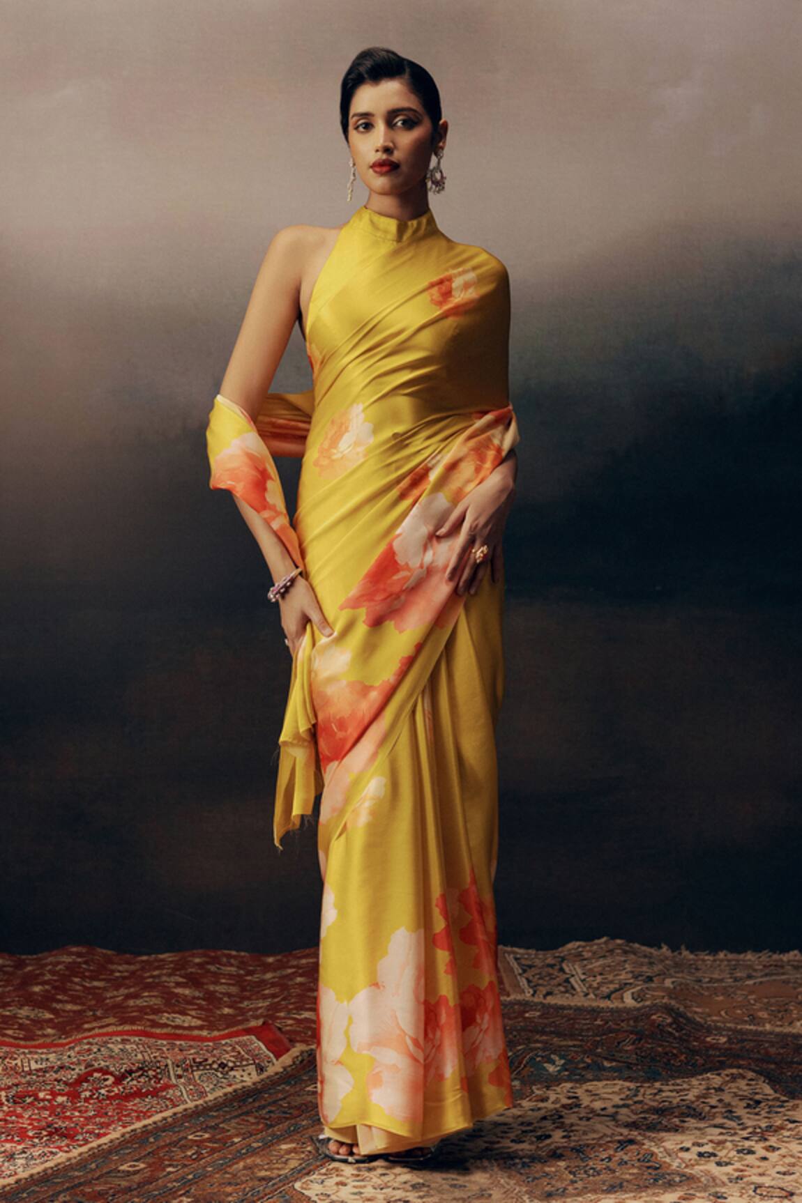 Studio 113 Floral Print Satin Silk Saree 