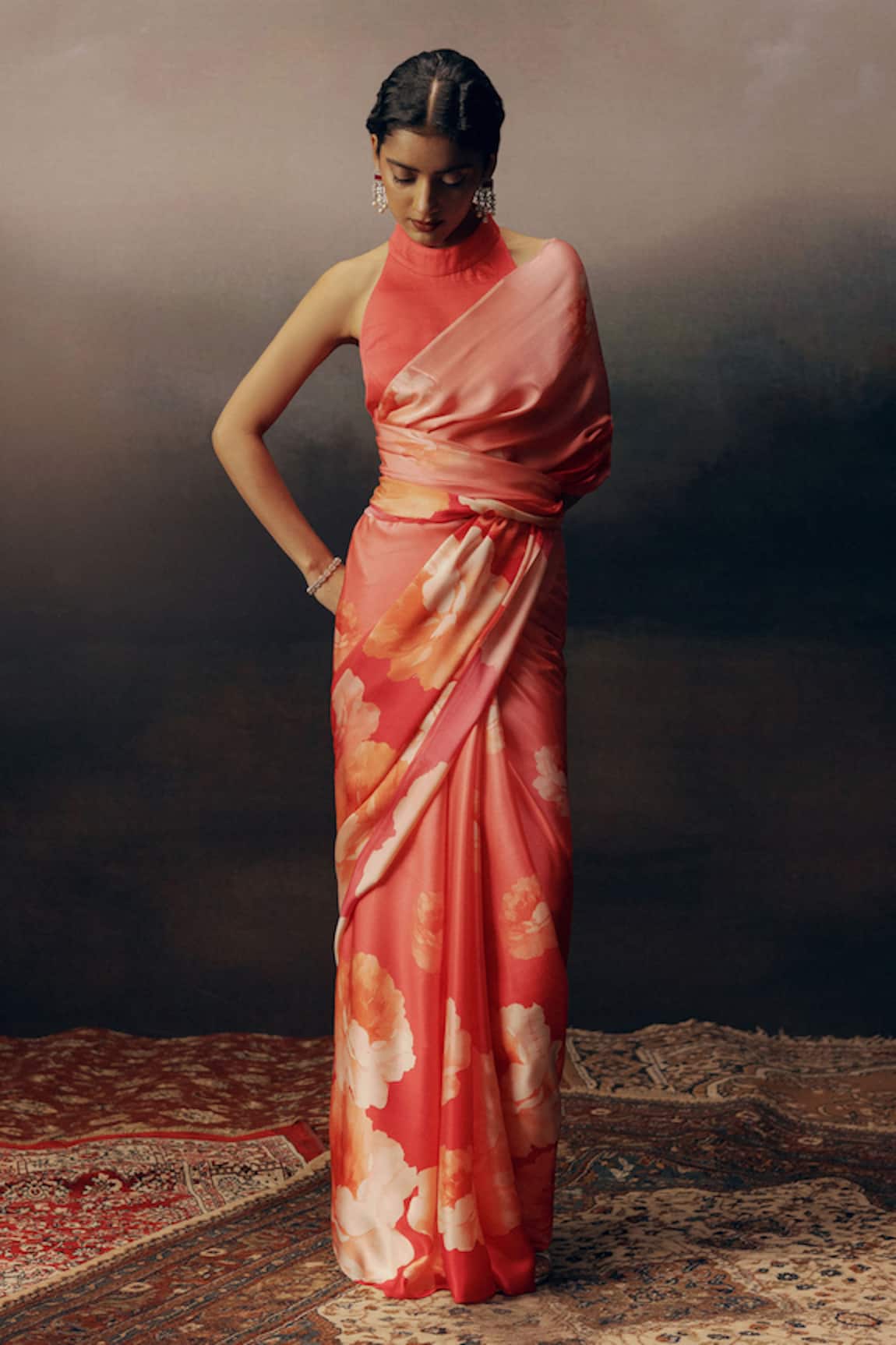 Studio 113 Floral Print Satin Silk Saree 