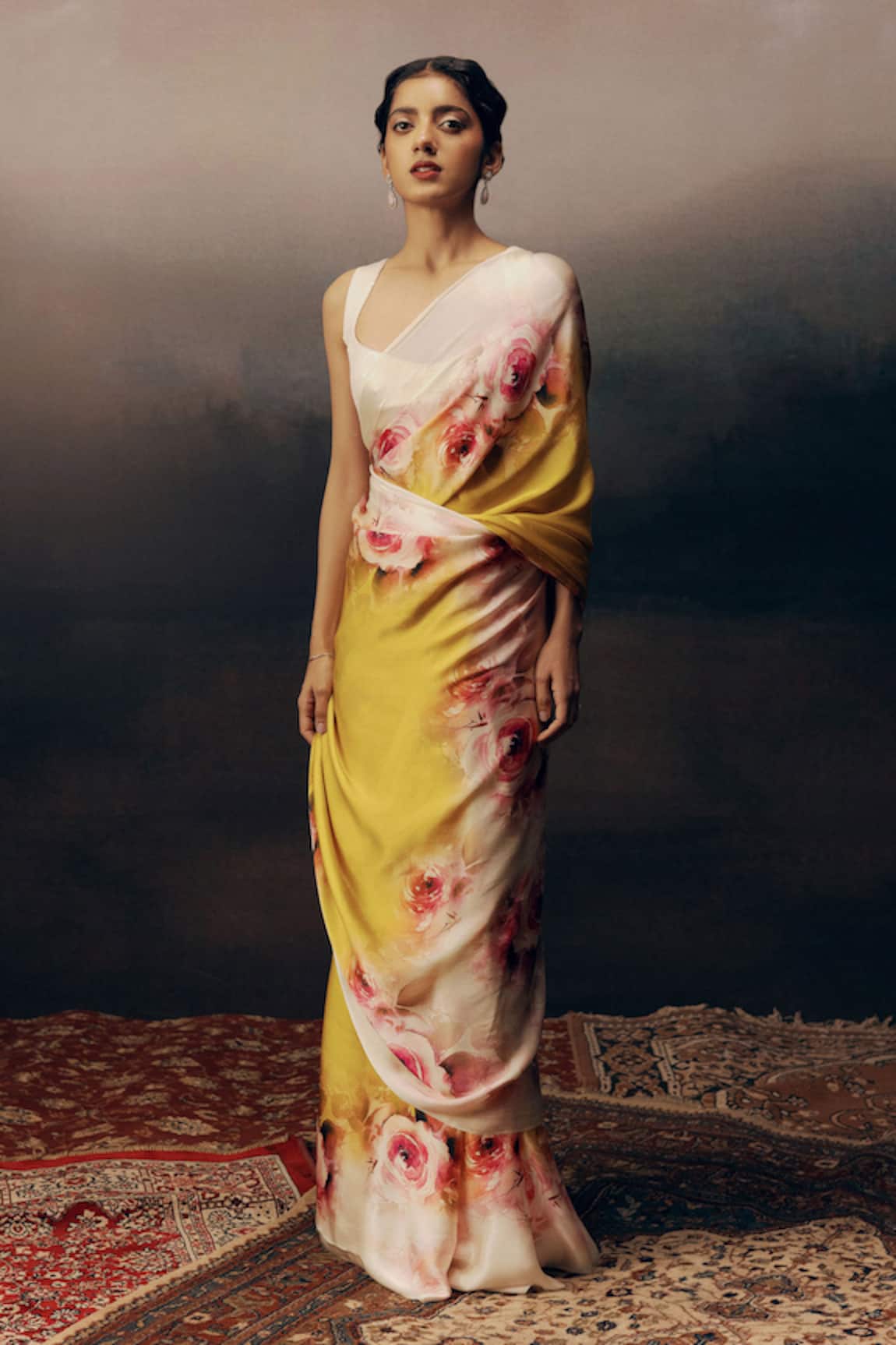Studio 113 Floral Print Satin Silk Saree 