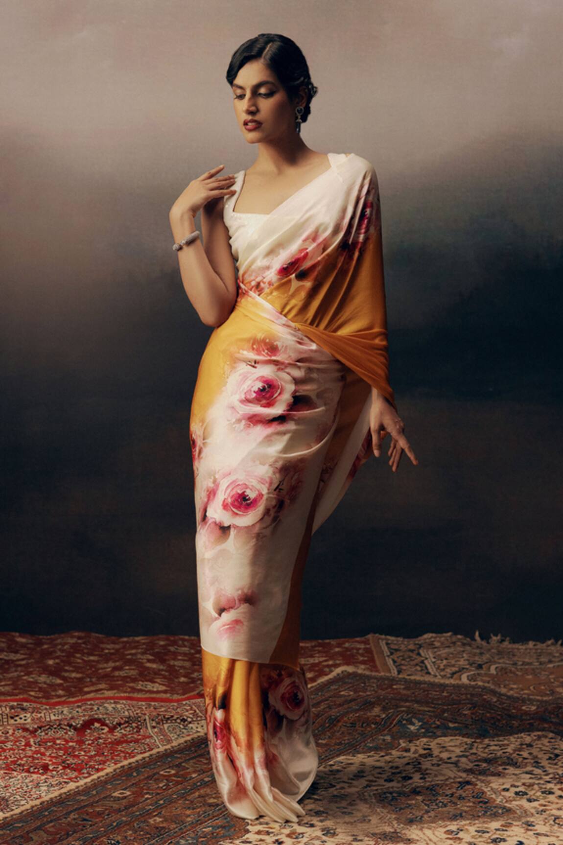 Studio 113 Designer Floral Satin Silk Saree 