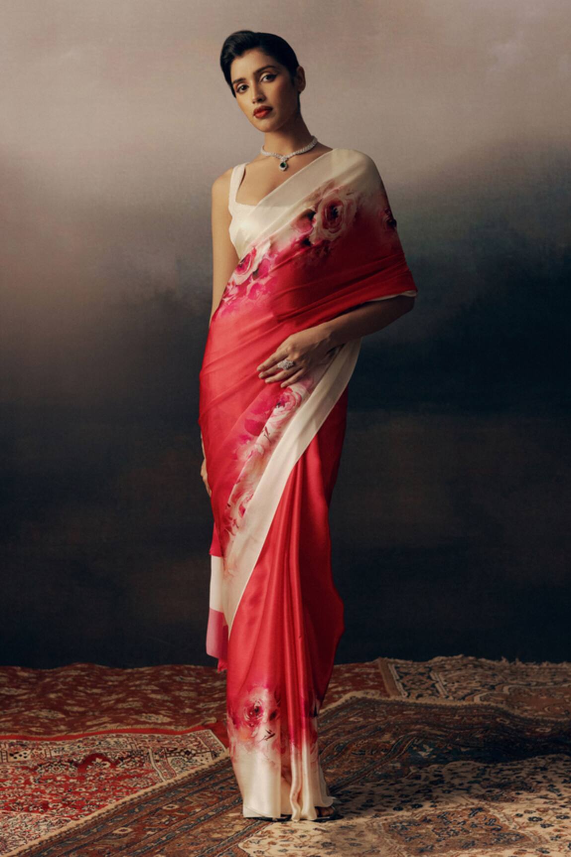 Studio 113 Designer Rani Pink Satin Silk Saree 