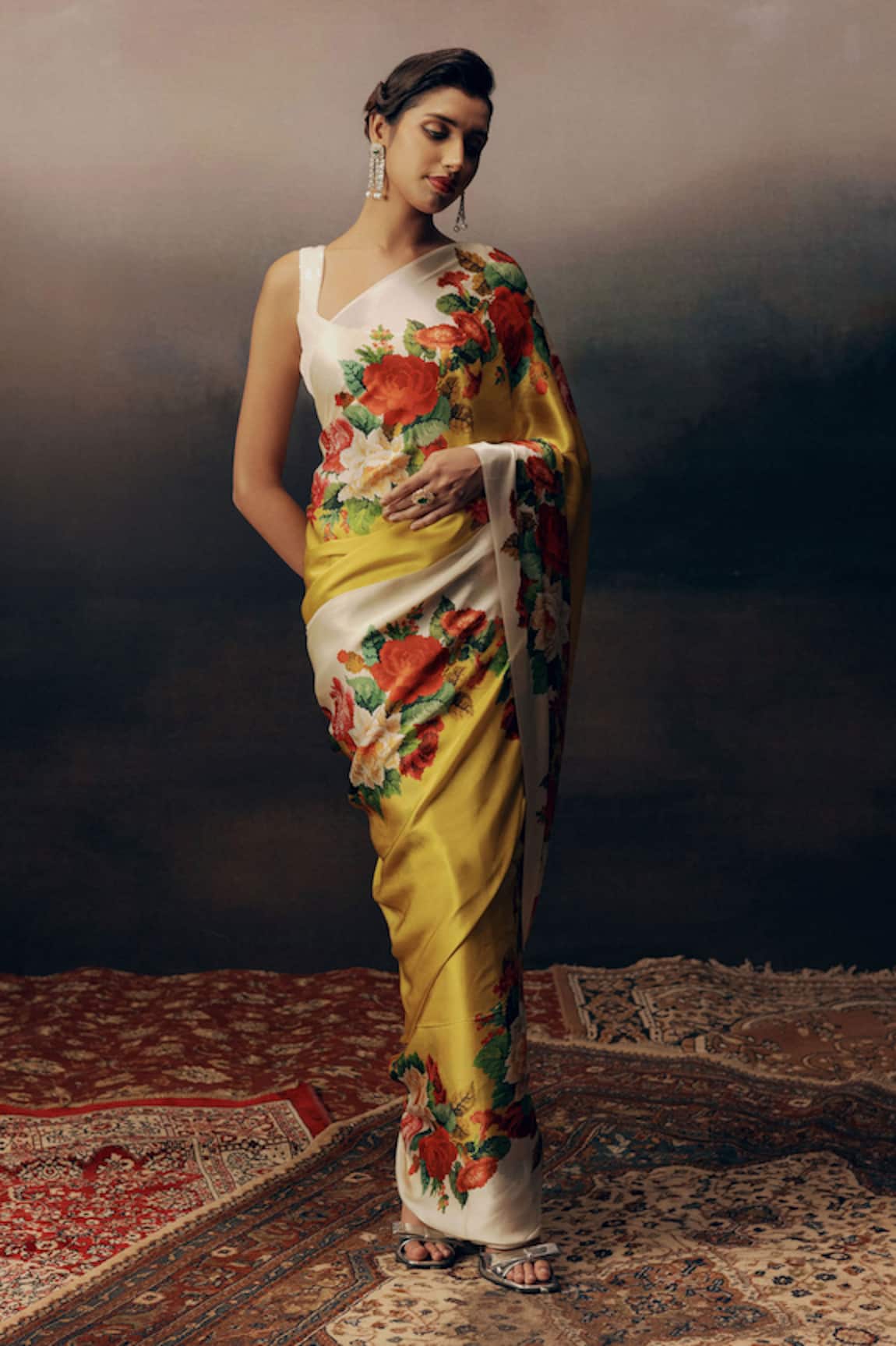Studio 113 Floral Satin Silk Designer Saree 