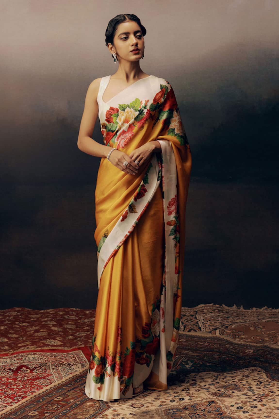 Studio 113 Floral Satin Silk Designer Saree 