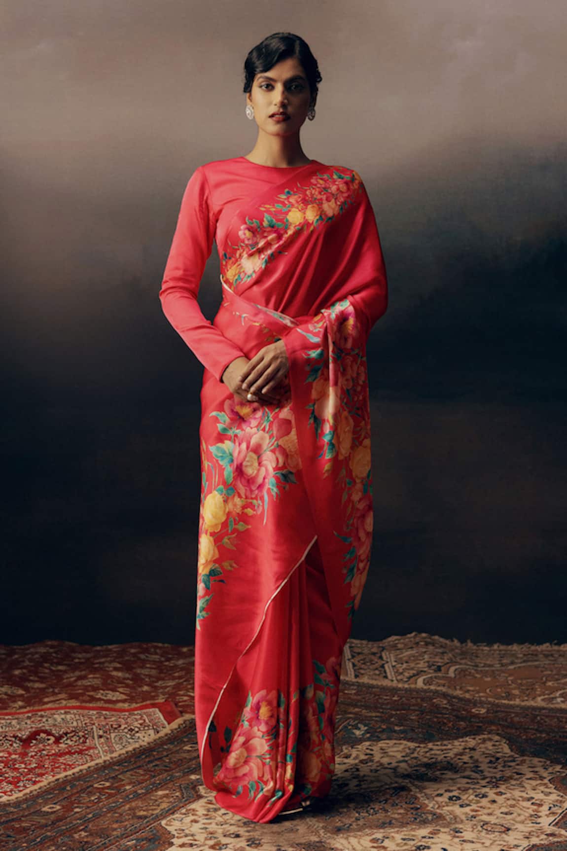 Studio 113 Designer Satin Silk Floral Saree 