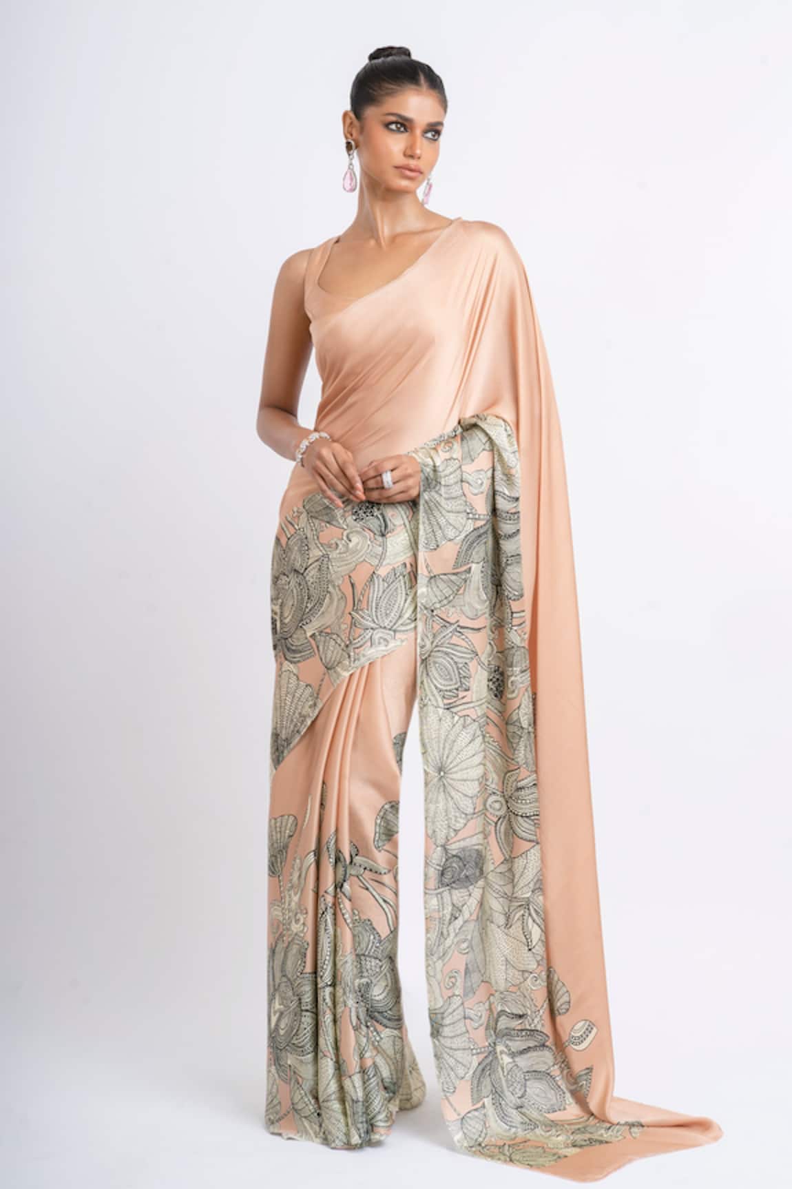 Studio 113 Designer Satin Silk Floral Saree 