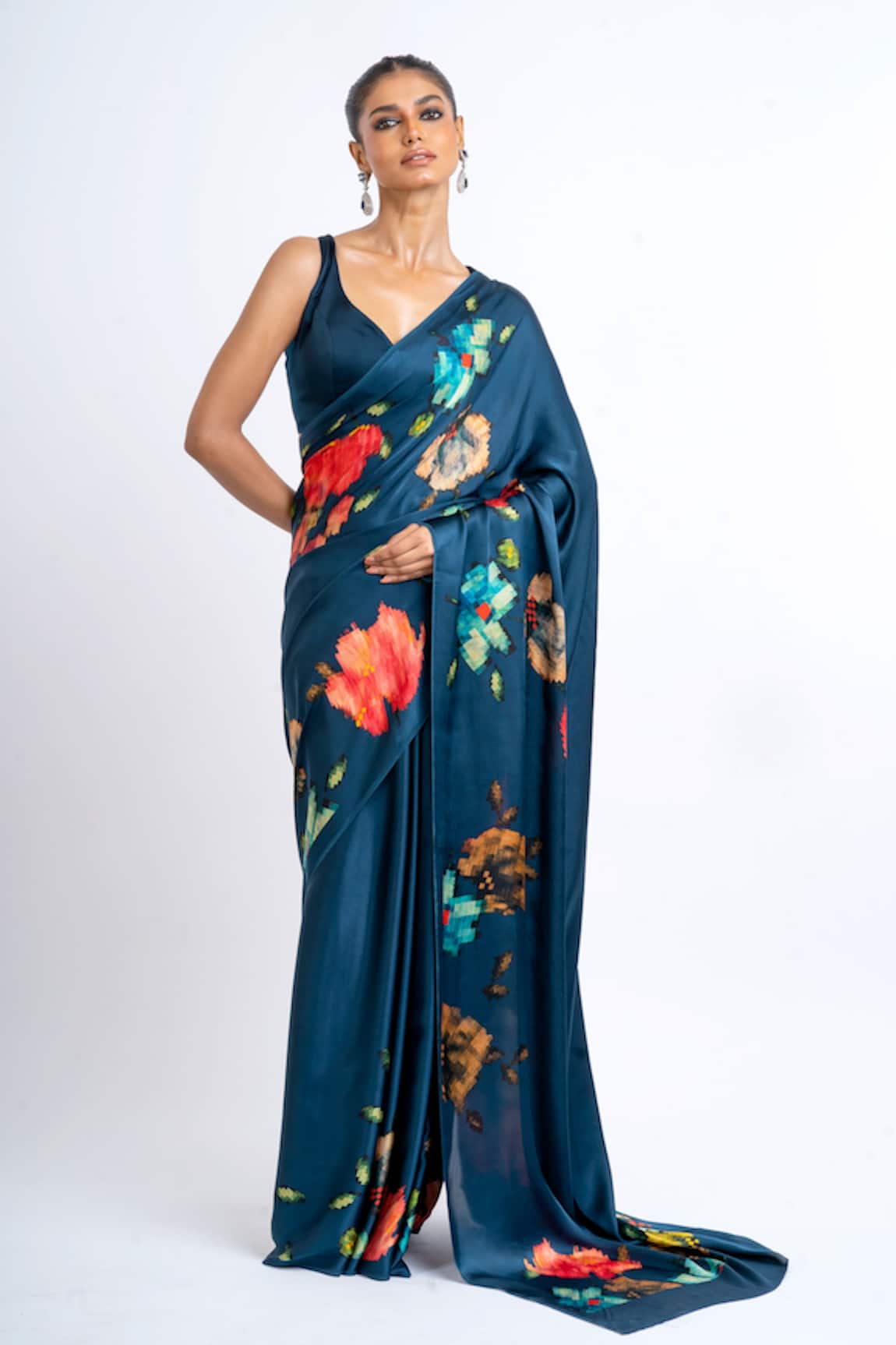 Studio 113 Floral Satin Silk Saree 