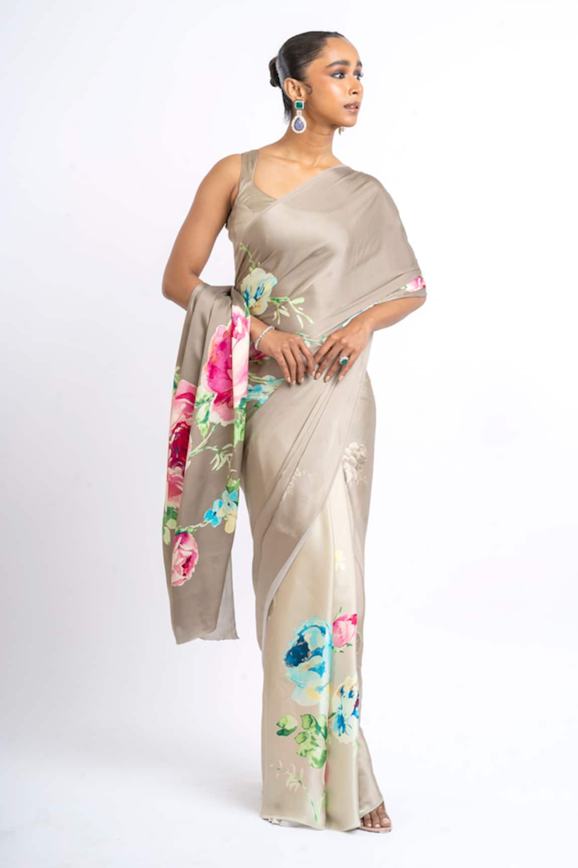 Studio 113 Floral Satin Silk Saree 