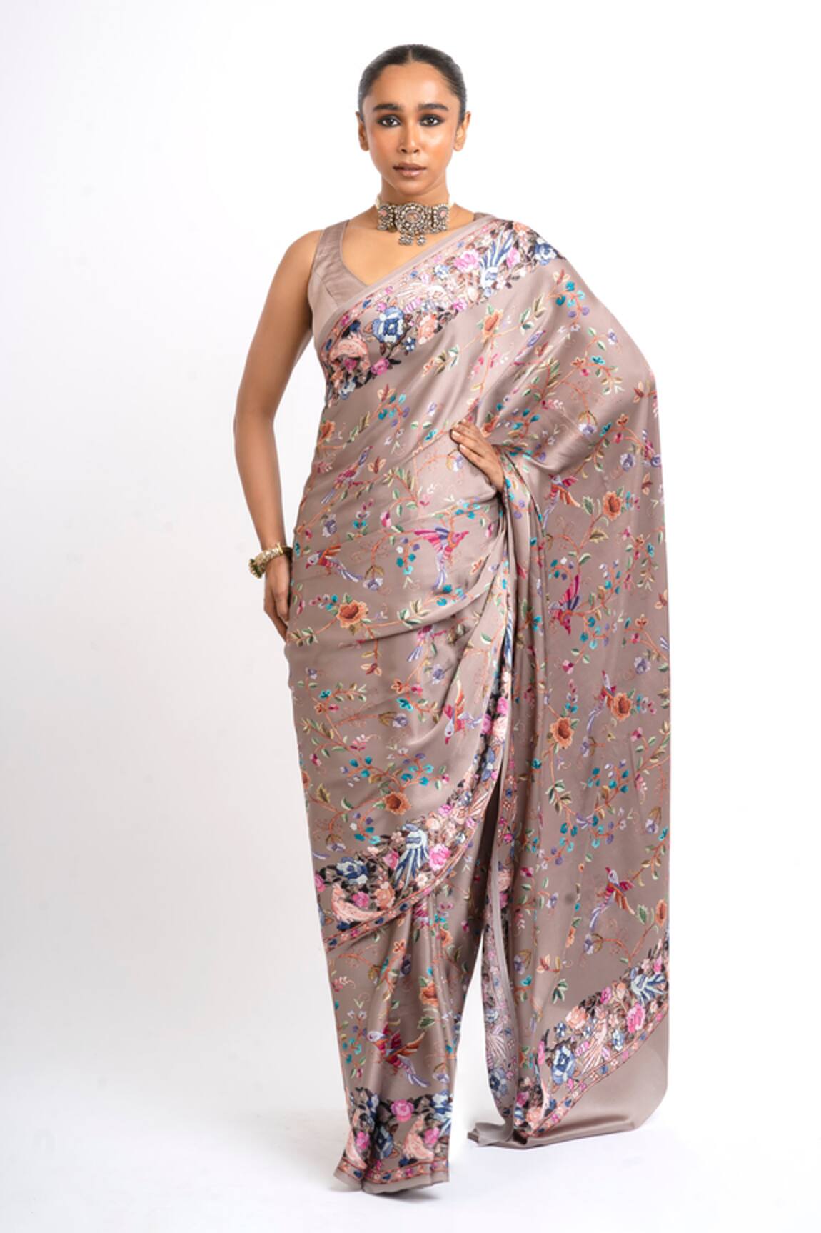 Studio 113 Floral Satin Silk Designer Saree 