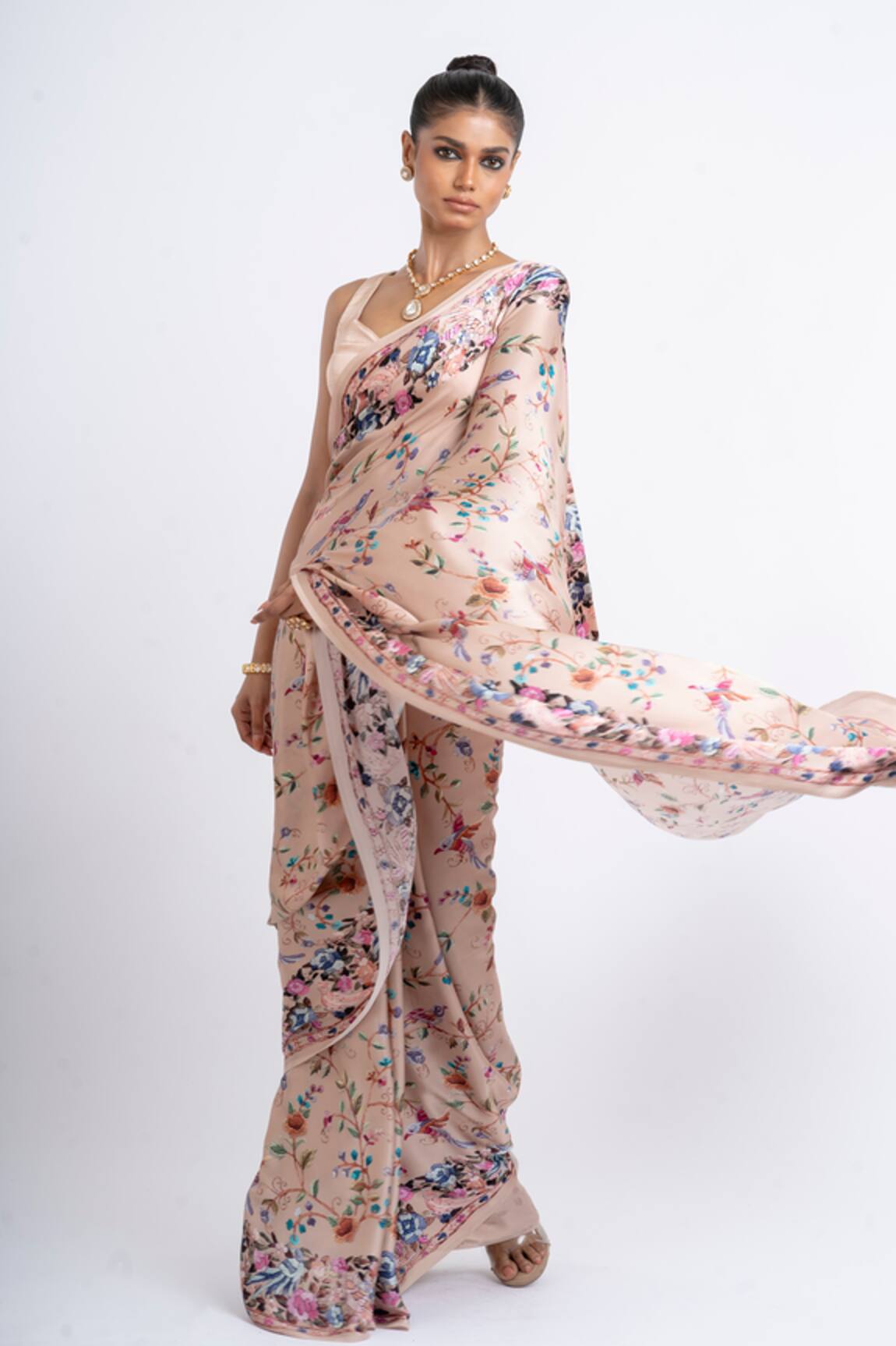 Studio 113 Floral Satin Silk Saree 