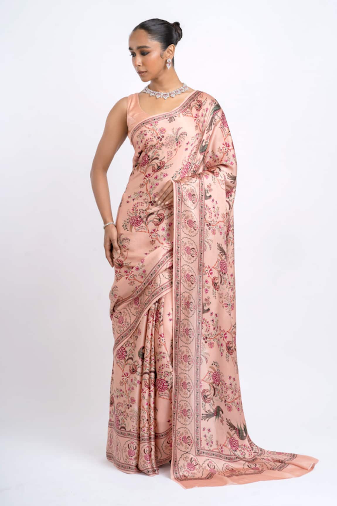 Studio 113 Dusty Rose Satin Silk Designer Saree 