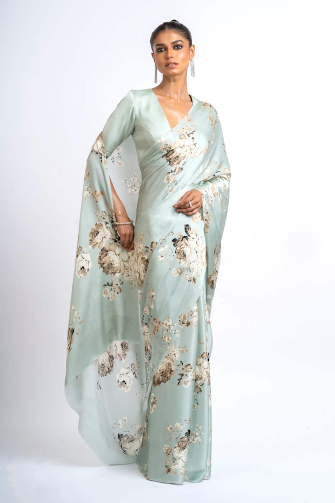 Studio 113 Floral Satin Silk Saree 