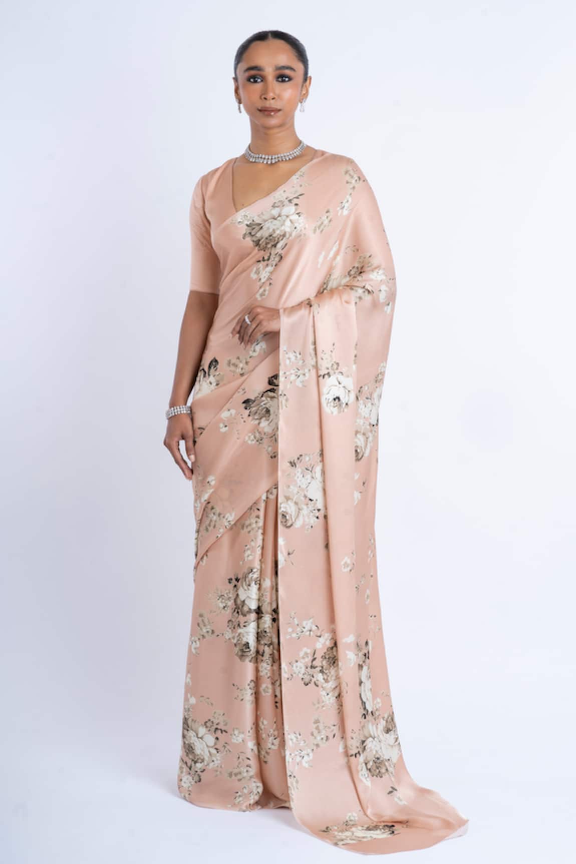 Studio 113 Floral Satin Silk Saree 