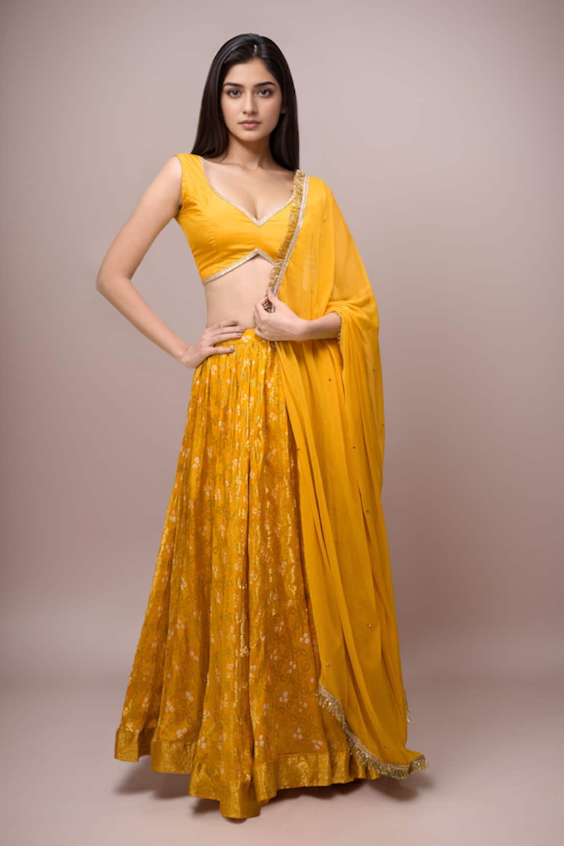Samyukta Singhania Embellished Yellow Lehenga Set 