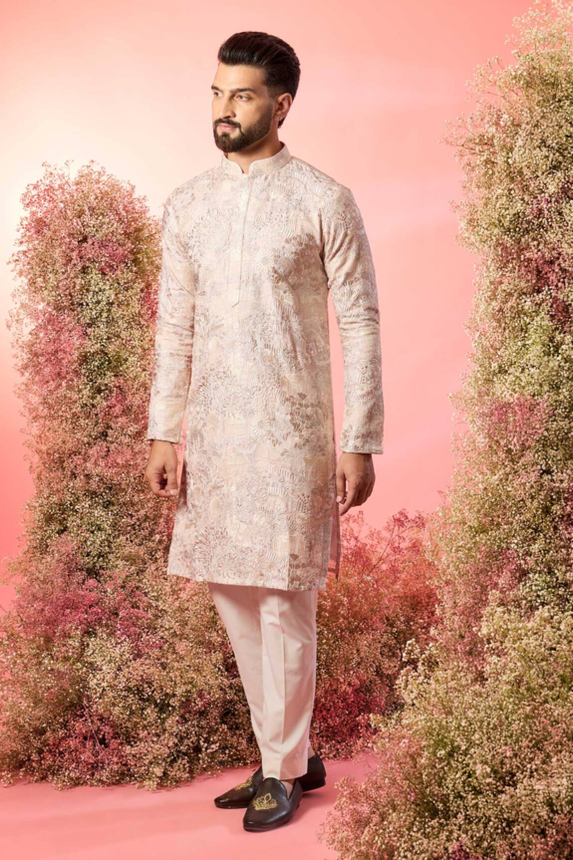 Kasbah Powder Pink Chikankari Kurta 