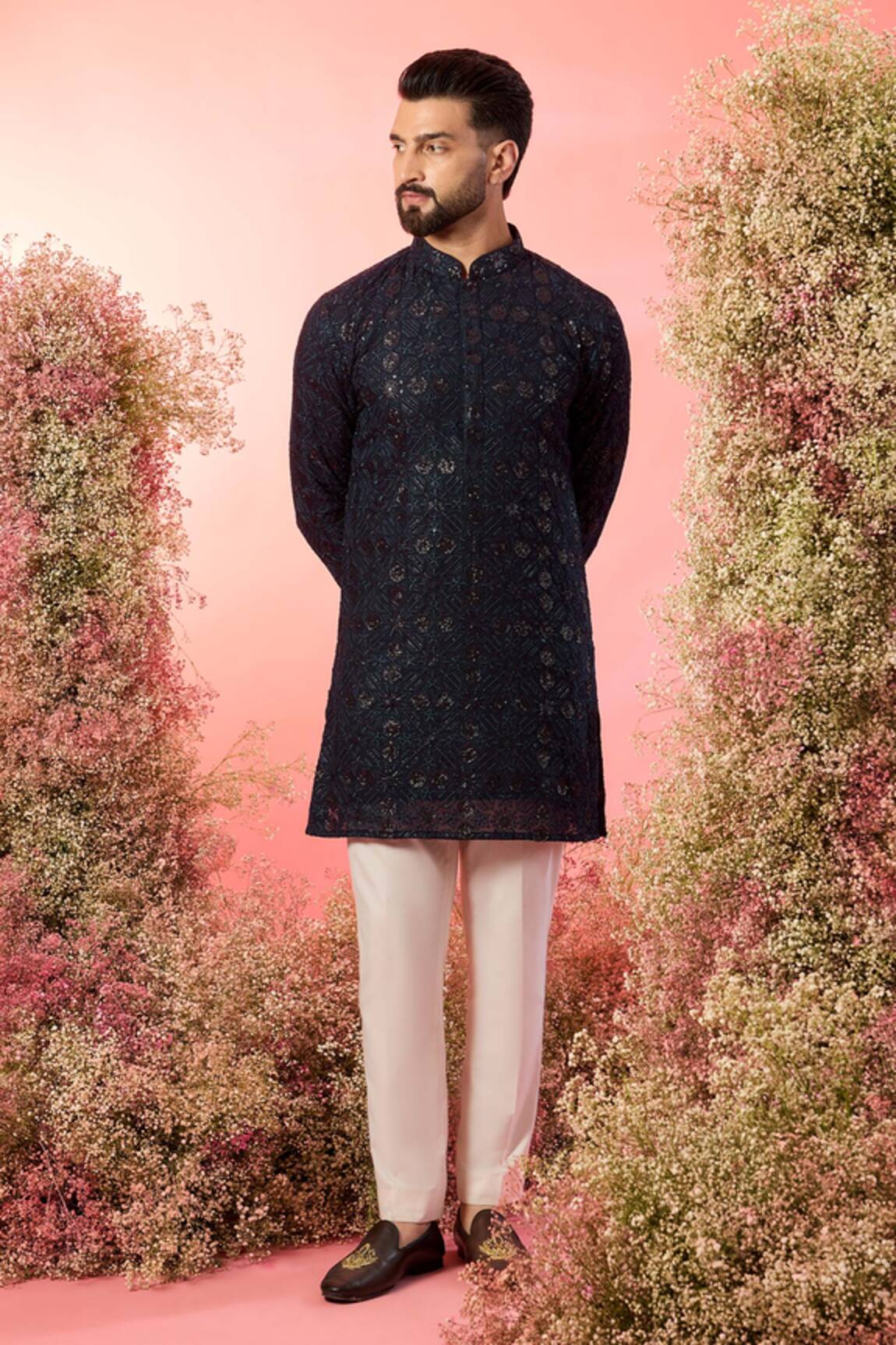 Kasbah Sequined Blue Short Kurta 