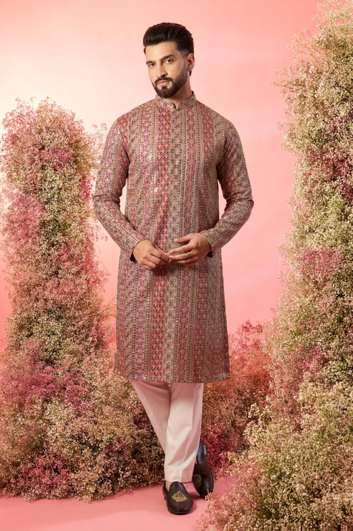 Kasbah Multi Color Royal Zari Kurta 