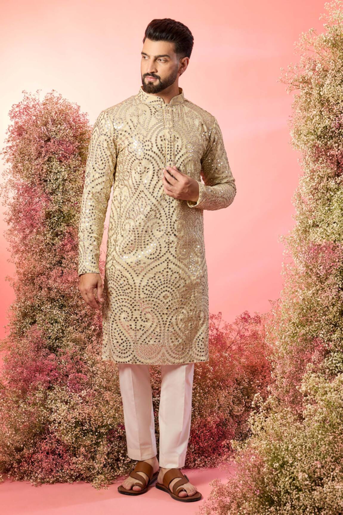 Kasbah Classic Golden Mirror Work Kurta 
