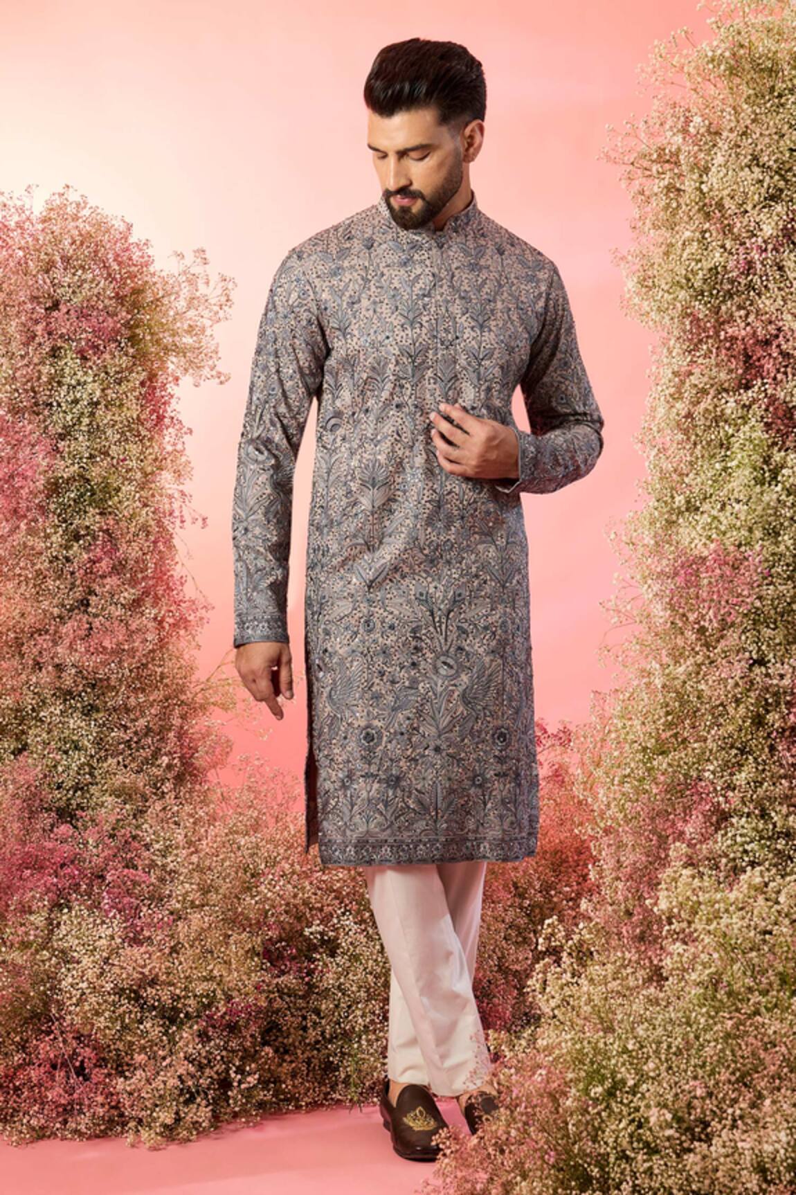 Kasbah Beige Chikankari Embroidered Kurta 