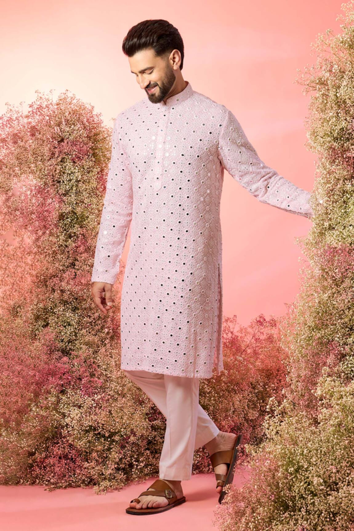 Kasbah Classic Pink Mirror Work Kurta 