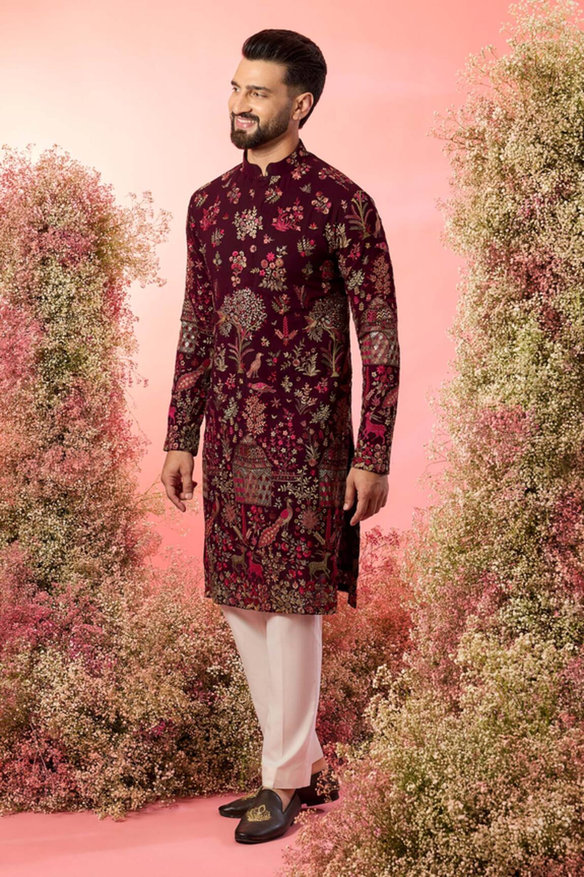 Kasbah Wine Chikankari Kurta 