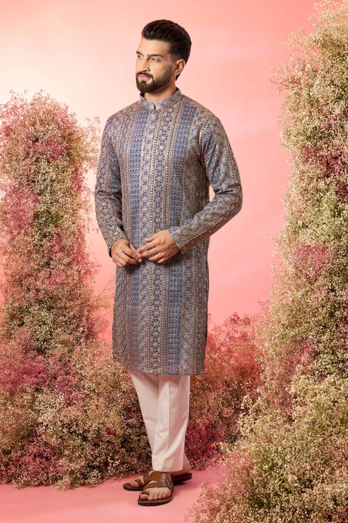 Kasbah Purple Royal Zari Kurta 