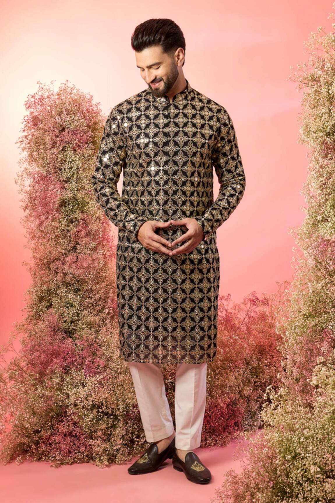 Kasbah Black Mirror Work Kurta 