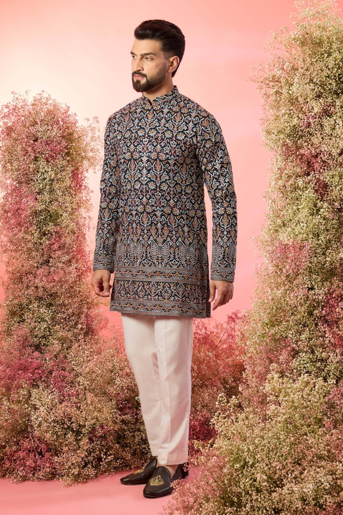 Kasbah Signature Blue Kashmiri Embroidered Kurta 