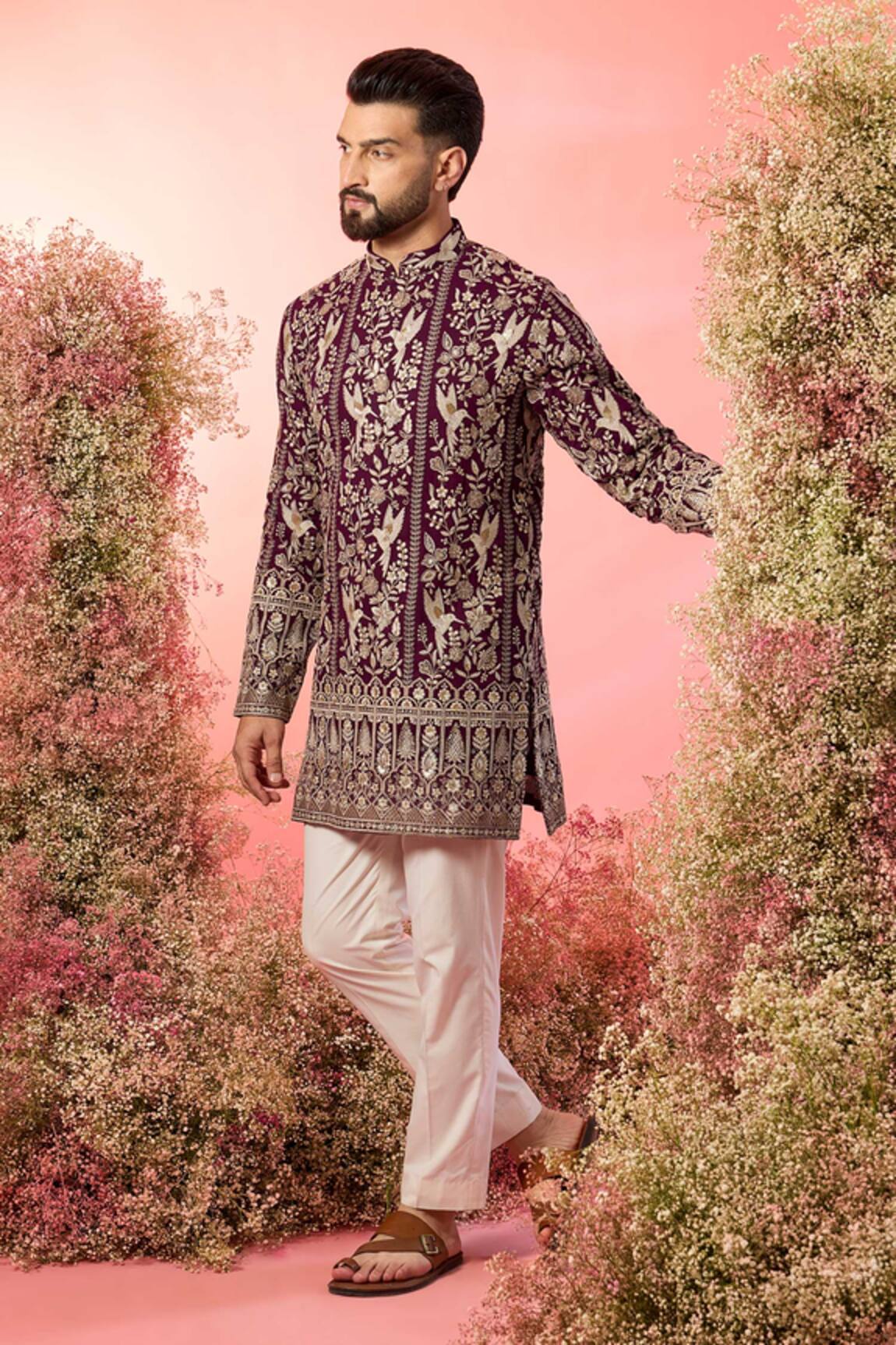 Kasbah Wine Chikankari Kurta 