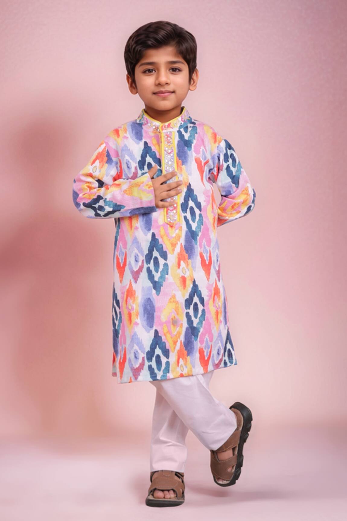 Turqidz By Shweta Aggarwal Multi Color Hand Embroidered Kurta Set 