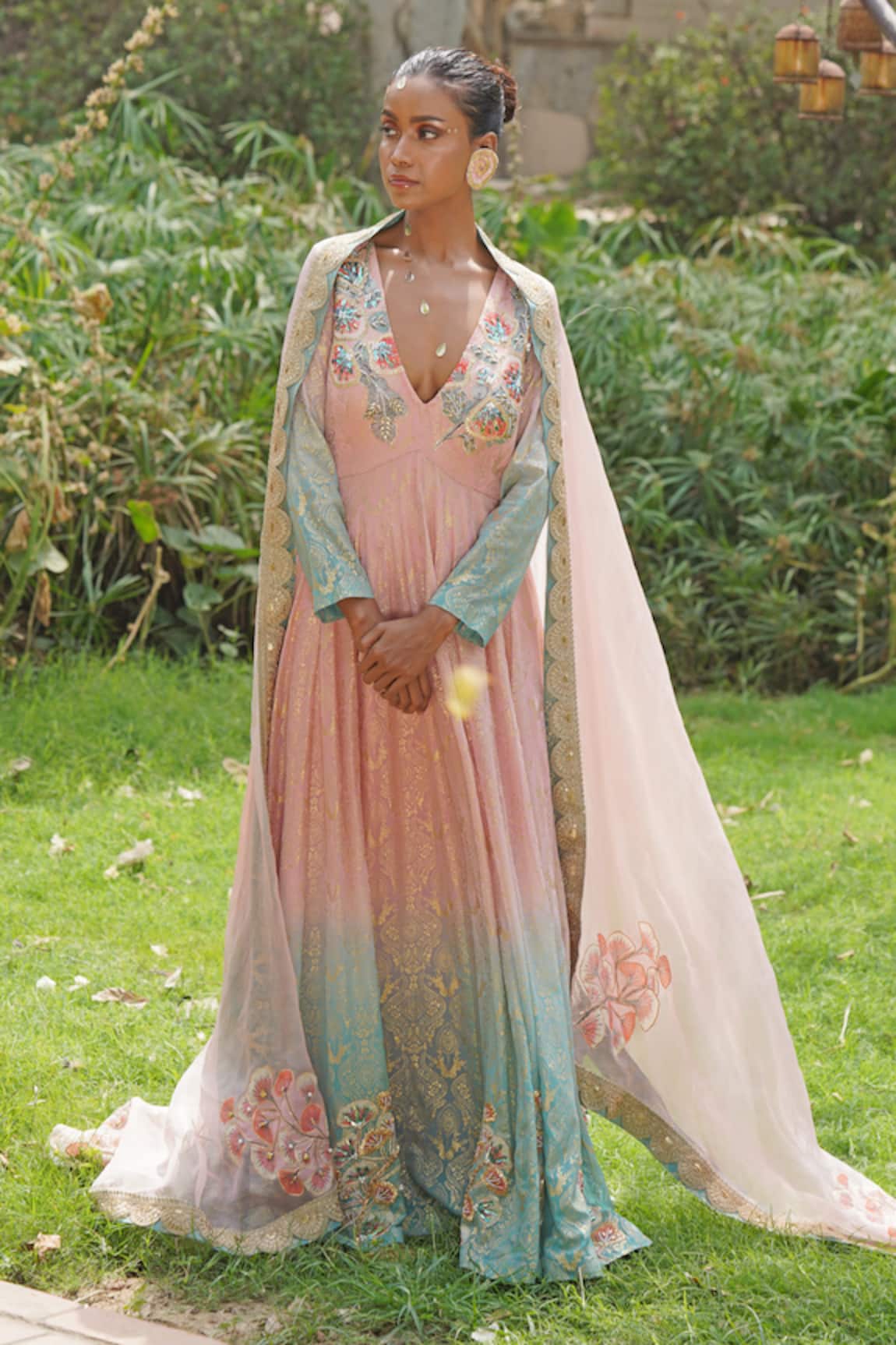 Soniya G Blush Pink Ombre Anarakali Set 