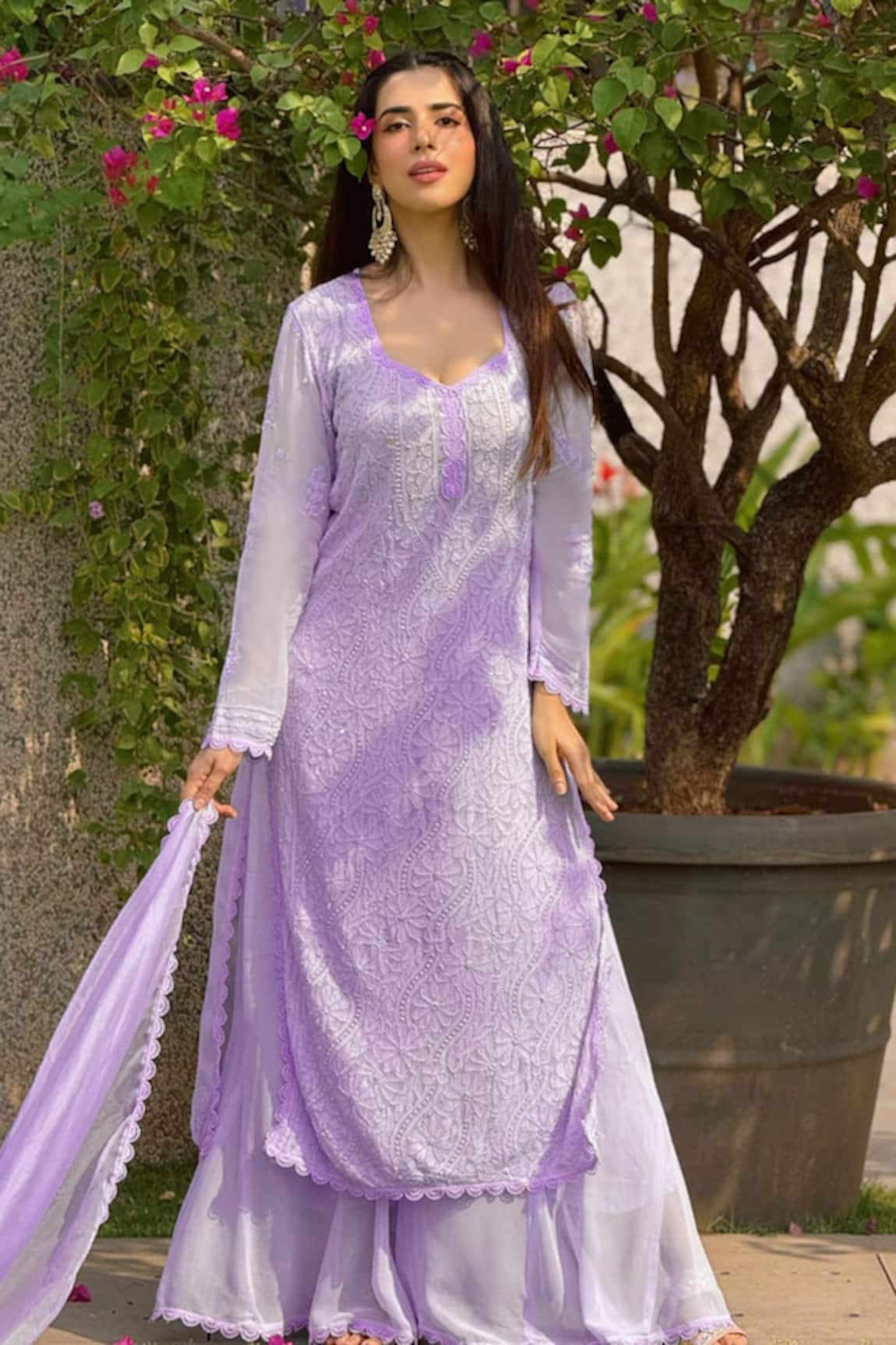 Label Aishwaryrika Velvet Twilight Chikankari Kurta Set 