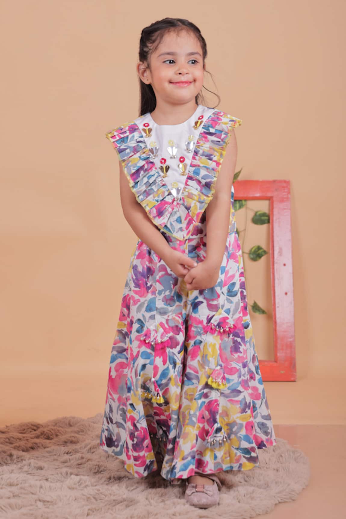 Turqidz By Shweta Aggarwal Multi Color Hand Embroidered Sharara Set 