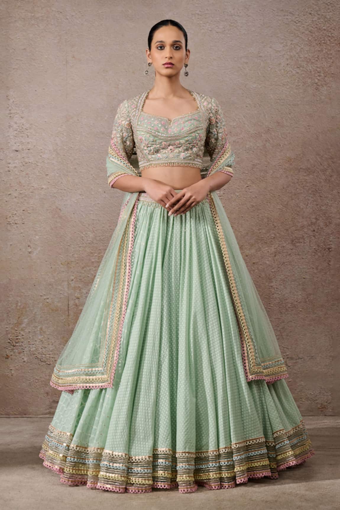 Tarun Tahiliani Floral Textile Lehenga Set 
