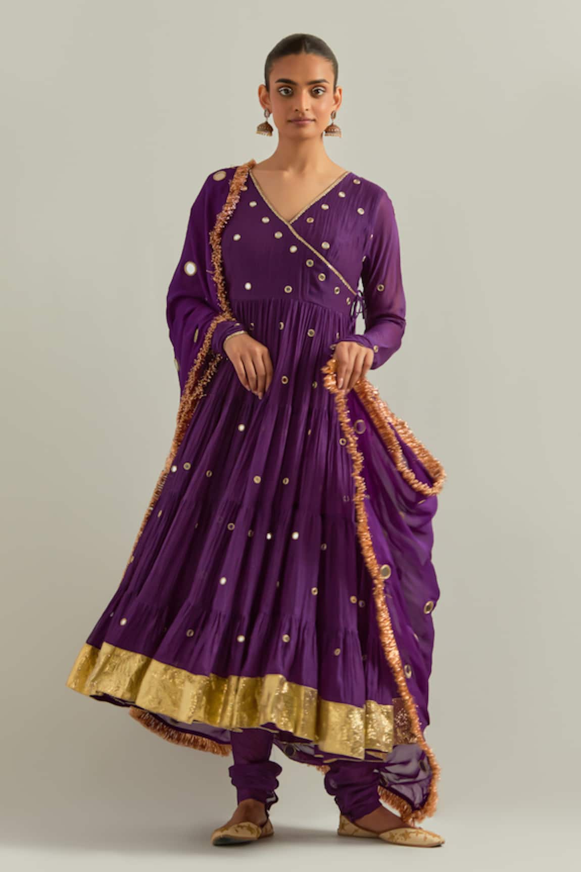 Ikshita Choudhary Purple Chanderi Anarkali Set 